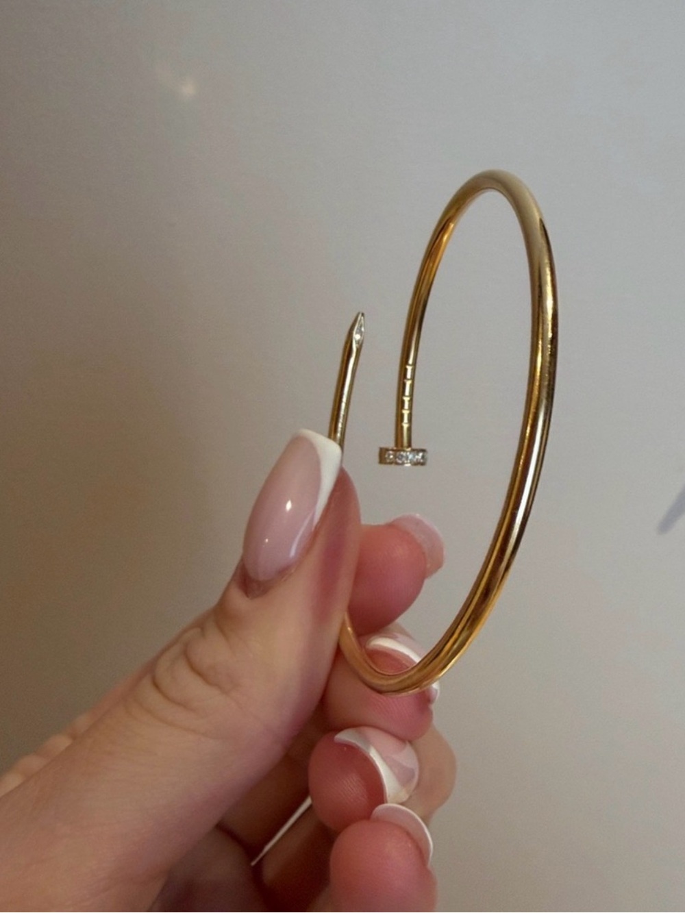 Cartier Gold Nail-Style Cuff Bracelet with Pavé Accent - Picture 3 of 9